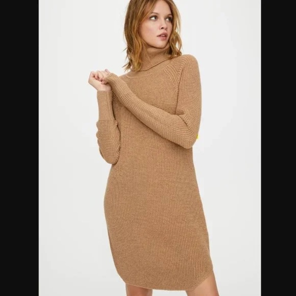 Wilfred Free Bianca Turtleneck Sweater Dress, Heather Steel brown size S